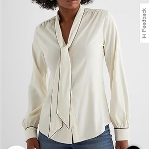 Express Satin Tie Neck Top